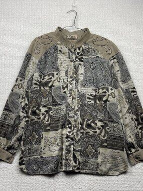 Vintage PV Button Down Blouse Paisley patchwork Baroque Artsy Retro Boho Read